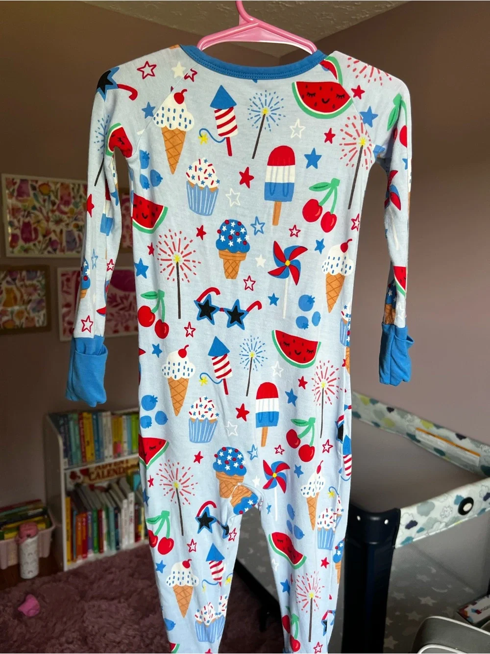 Little Sleepies Stars, Stripes, and Sweets Zippy Pajamas Size 12-18M VGUC